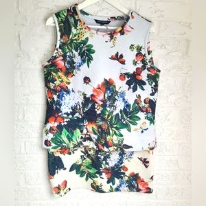 Bodycon Top & Skirt Combo with Floral Print